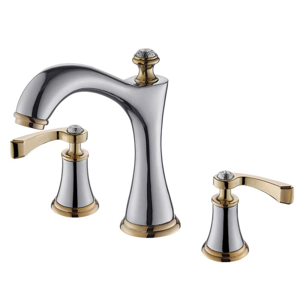 Robinet de salle de bain 3 trous et double poignée laiton pour vasque familiale