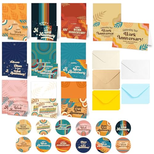 Sojuaxi 従業員への感謝カード | 10枚入りの感謝カードセット 従業員用 | ユーモアと感動の文房具メモ封筒付き,職場、チーム、先生、子供、学生、スタッフ、自宅、同僚向け