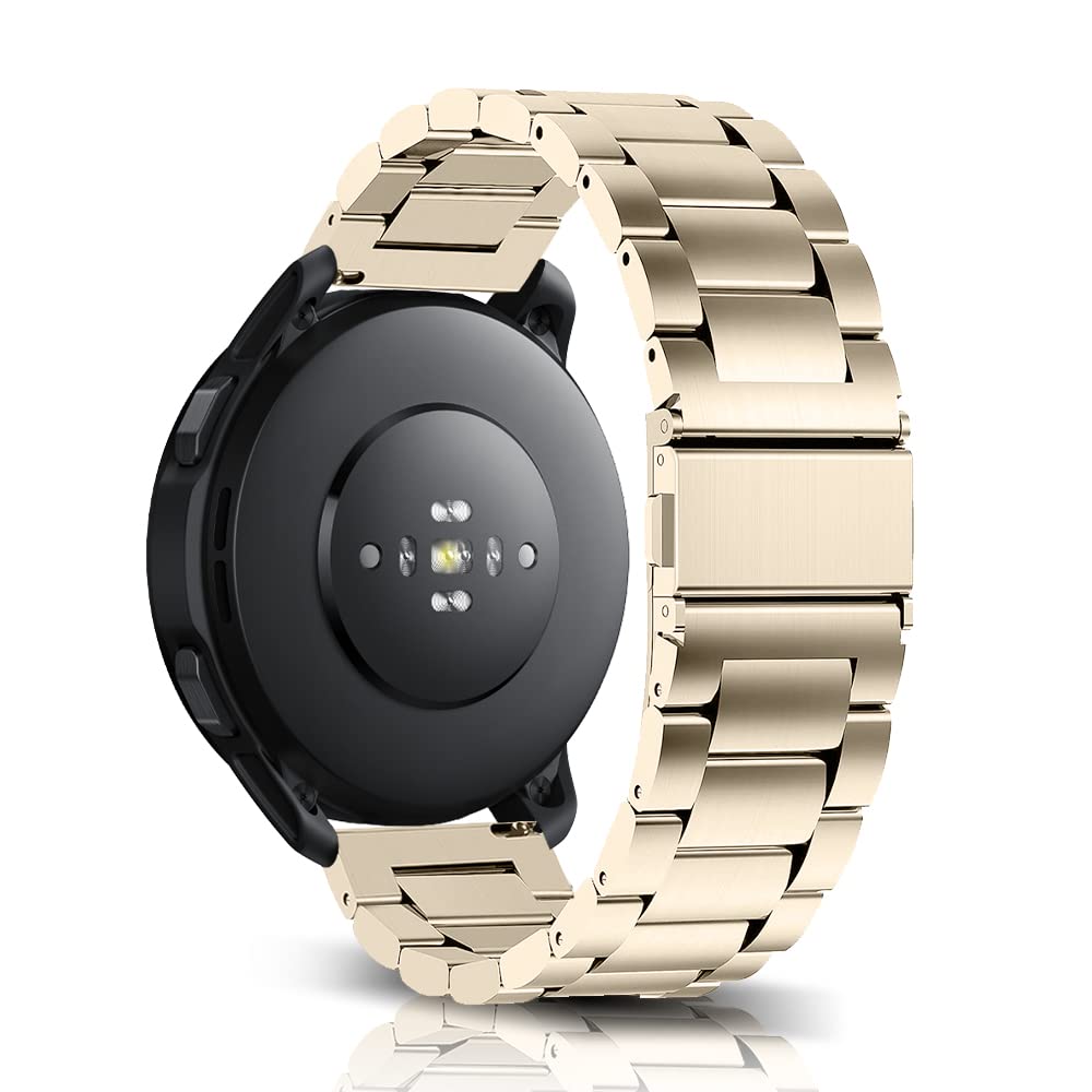 22 mm Metal Correa para Amazfit Active Max/T-Rex 3 Pro 48mm/Balance 2/Balance/Bip 6/Bip 5/5 Unity, Inoxidable Pulseras de Repuesto para Amazfit GTR 4/GTR 3/3 Pro/2e/2eSIM, Oro Vintage
