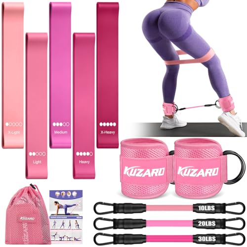 Image of Ankle Resistance Bands with Cuffs, Resistance Bands Set for Working Out, Leg and Glute Exercise Bands - Home Gym Workout Equipment for Women, Booty Building, Pilates, Rehab, Physical Therapy