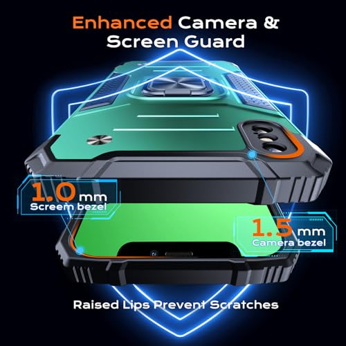 Image of Anqrp Heavy Duty Case for iPhone X /XS Case with Enhanced Ring Holder Grip Stand, Military Grade Shockproof Rugged Drop Protective Silicone Hard Slim iPhone X /XS Phone Case Cover,Forest Green