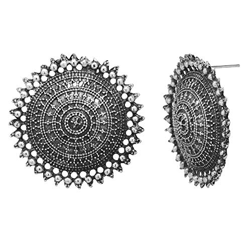 Shreyadzines Designer Oxidized Silver Stud Earrings for Women and Girls… - Image 3