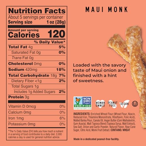 Stellar Snacks Variety Pack - 3 Flavors 5 Oz Bags, Maui Monk, Simply Stellar, Bold & Herby, Gourmet Pretzel Sticks, Vegan, Kosher, Non GMO, Peanut Free, Healthy Snack - image 3