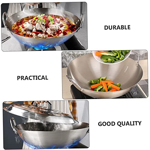 Wok acero inoxidable con doble mango y fondo redondo miniatura 7