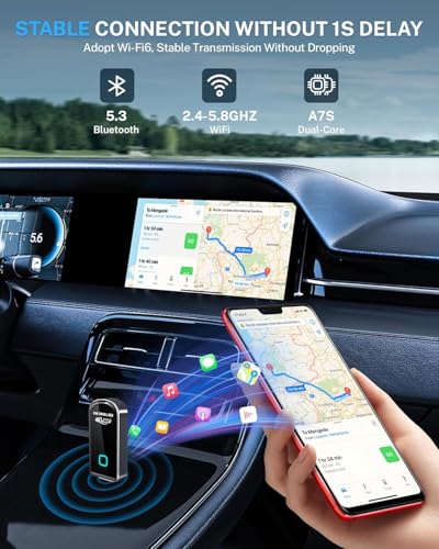 Image of BIGASUO 2026 Upgraded Mini Wireless CarPlay & Android Auto Adapter, 2-in-1 CarPlay DonglePlug & Play Wireless CarPlay Adapter with USB /USB-C Port1496 (Black, B021)