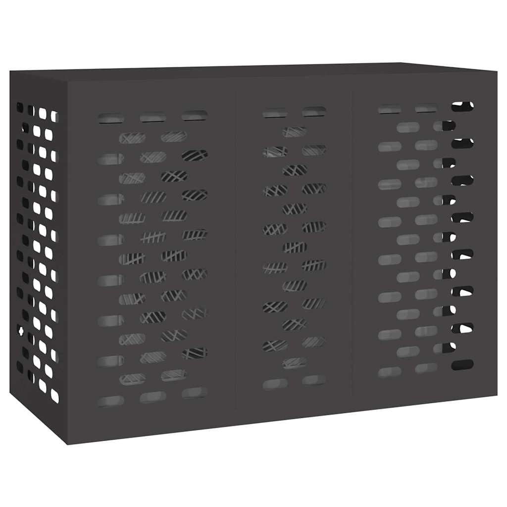 Vidaxl Black Air Conditioner Cover 110 X 50 X 80 Cm Steel, Air Conditioner Cover, Garden Appliance Shield, Winter Protection, Rectangular Outdoor Accessory, Durable Weatherproof Design