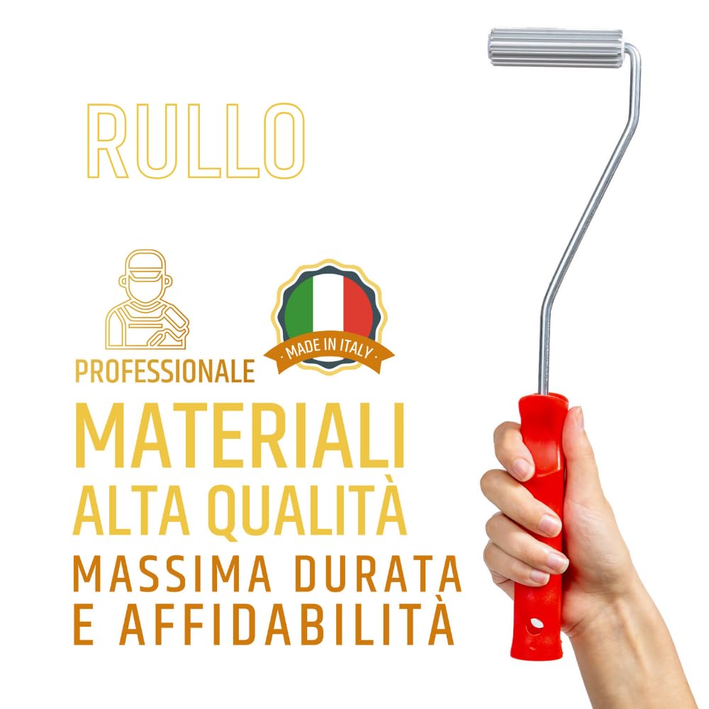 PENNELLIFICIO 2000 | Rullo Piccolo Frangibolle Professionale con Stella in Alluminio, Elimina Bolle, Lunghezza 7 cm, Diametro 20 mm e Altezza Denti 3 mm - Made in Italy