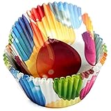 Chef Craft Paper Patterned Cupcake Liners, 50 count, Red/Yellow/Blue/Green/White