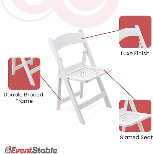 Miniatura 7 de EventStable Titan PRO - Silla plegable de resina  Paquete de 4 asientos con listones para bodas, fiestas, interiores y exteriores, ligera