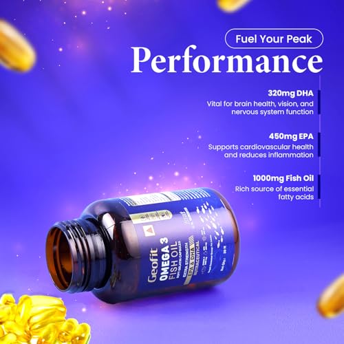 Image of Geofit Omega 3 Fish Oil Capsules 30 Capsules (Pack of 2) | Heart, Brain, Muscle & Joint Health, With EPA & DHA, Safe for Adults