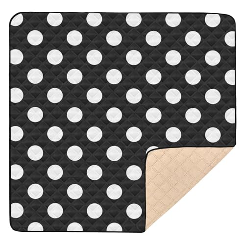 SPRIPORT Black Polka Dot Baby Play Mat for Floor 50