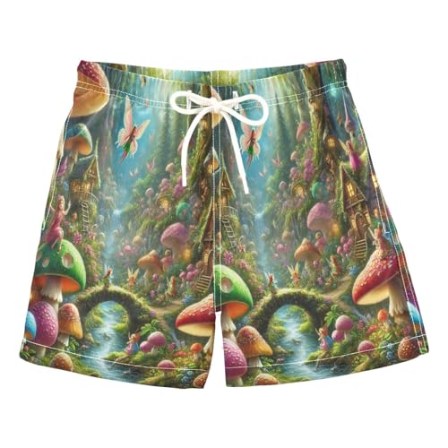 Fairy Mushroom Fantasy Boys Swim Trunks Quick Dry Toddler Swimsuit Boy Swimwear Bathing Suits Board Shorts 3T Multi