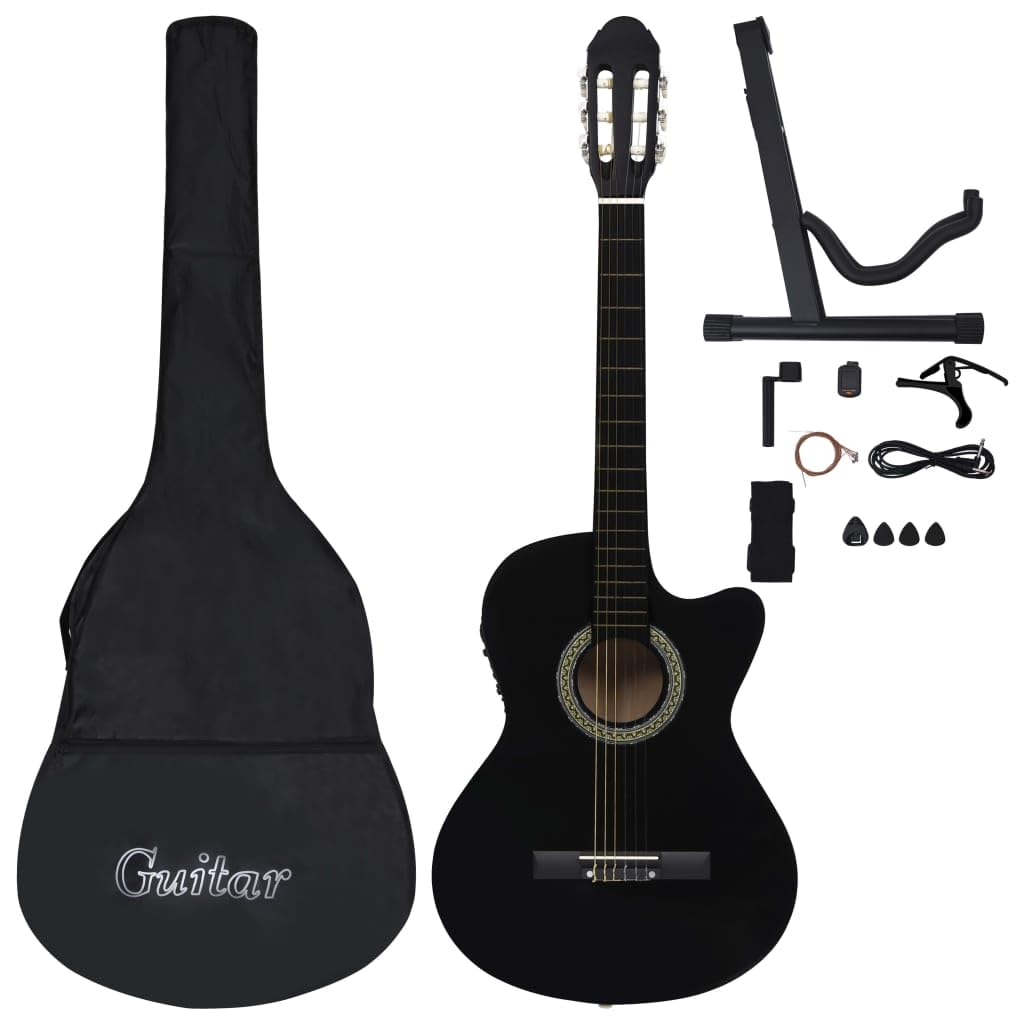 Set Chitarra Western 12 pz con Equalizzatore e 6 Corde Chitarra Classica Strumenti Musicali Prodotti per Fare Musica Orchestra Nera