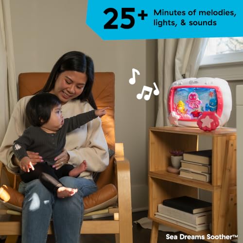 Image of Baby Einstein 2-in-1 Sea Dreams Soother On-the-Go Gift Set, Musical Crib Toy Sound Machine and Portable Aquarium Toy, Ages Newborn and Up, Pink