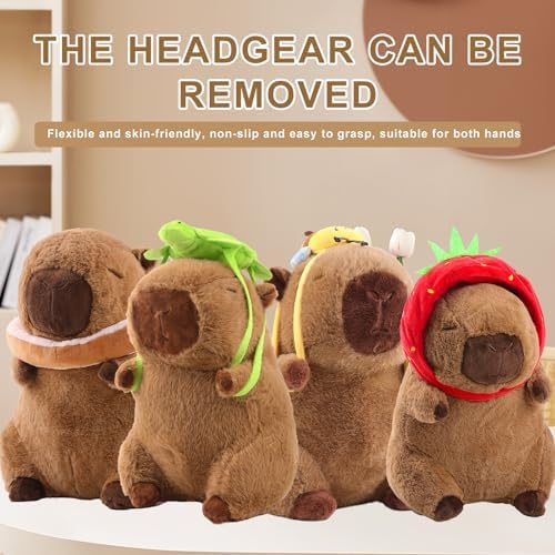 Capibara Plush Toy Cute Capibara Stuffed Animal Kawaii with Turtle Backpack capibaras peluches Gifts Birthday for Kids Boys Girls image 5