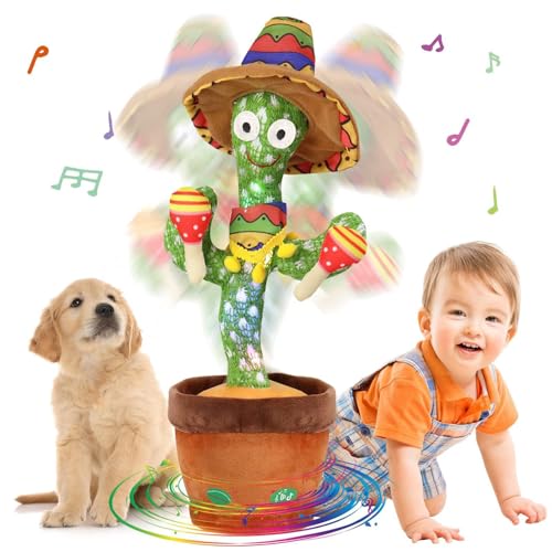 Image of MILEGI Talking Cactus Toy - Dancing & Singing Plush with 60 Songs, Mimicking Recording Cactus Repeats What You Say, Interactive Dancing Toy Gifts for 1 Year Old Boys & Girls