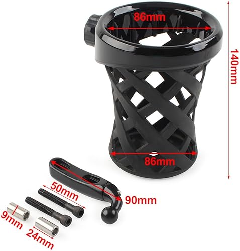 Miniatura 3 de Zhisheng Accesorio para manillar de motocicleta cesta más larga para bebidasportavasos para embraguesoporte de percha de freno para Harley, negro