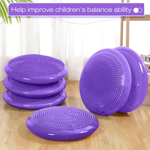 Image of Amylove 6 Pcs Wiggle Seat Inflated Wobble Cushion for Sensory Kid 13 Inch Balance Disc Kids Flexible Seating Exercise Sensory Pad Chair Cushion for Classroom Office School(Purple)