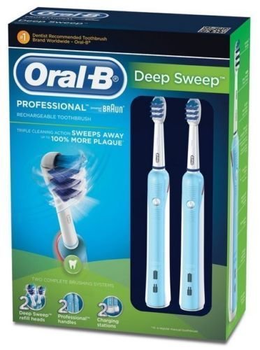 Oral B 1000 Professional Deep Sweep Twin Pack Electric Rechargeable Toothbrush, 2.1 Pound
