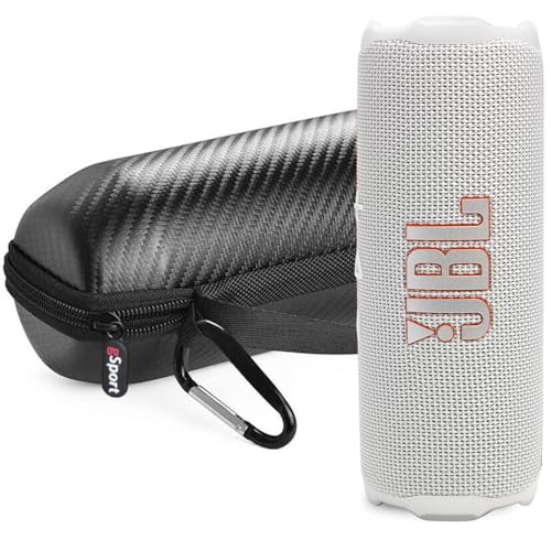 Image of JBL FLIP 7 Waterproof Portable Speaker Bundle with gSport Carbon Fiber Case (White)