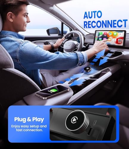 Image of Carlizem Wired to Wireless Android Auto & Carplay Adapter Cortex A7 Pro Processor| Quick Connection & Auto Reconnect | Bluetooth 5.4 & 5.8Ghz WiFi| 9 Months Warranty | Easy to Use & Setup