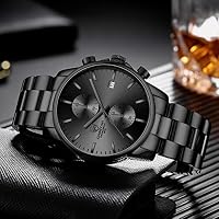 GOLDEN HOUR Men's Watches with Stainless Steel and Metal Casual Waterproof Chronograph Quartz Watch, Auto Date in Grey Hands — image 5