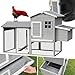 Miweba MyAnimal H&uuml;hnerstall MH-21 XXL | 174x66x98 cm - F&uuml;r 3 H&uuml;hner - Nistkasten mit Freilaufgehege - Sitzstange - Winterfest - 2 Ebenen - H&uuml;hnerhaus mit Eiablage - Kiefernholz - Voliere (Grau)