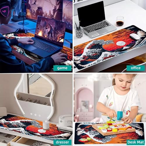 Image of Ant Esports Cherry Storm Unique Design Gaming Mouse Pad Extended Mouse Mat for Mouse Keyboard with Stitched Edges Waterproof Non-Slip Base Mousepads for Office Home Shop Gaming EXTRA LARGE Cheery Red