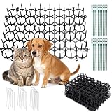 15 Pezzi Tappetino Repellente per Gatti 20 x 15 cm, Dissuasore Anti Gatto con Spuntoni e Picchetti a Forma di U, Rete Deterrente in Plastica per Giardino Prato Interno Esterno