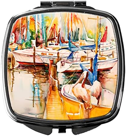 Caroline's Treasures JMK1238SCM Pelicans and Sailboats Compact Mirror Decorative Travel Makeup Mirror for Women Girls Gifts Pocket Makeup Mirror Folding Handheld image 5