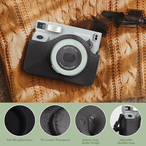 Rieibi Camera Case Compatible with Instax Wide 400,Carrying Case for Fujifilm Instax Wide 400 Instant Camera,Retro PU Leather Camera Bag,Protective Case With Shoulder Strap - Image 4