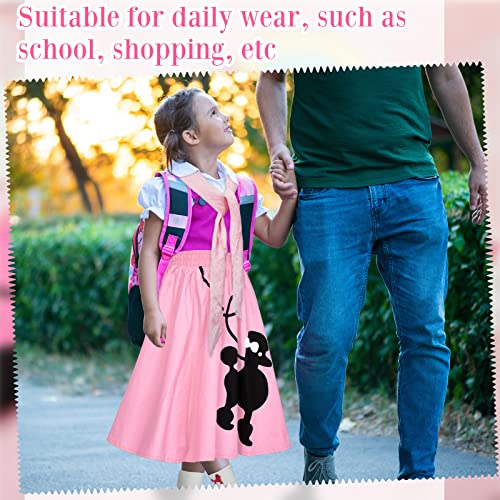 Hercicy Girls 1950S Costume Accessory Set Poodle Skirt Embroidered Short Sleeve Chiffon Scarf Glasses 50S Dot Headband Socks Buckled Black Belt For Kids Girls Halloween Costume #TOP4