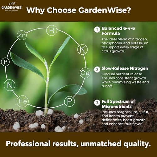 GARDENWISE Professional Citrus Fertilizer + Vital Micronutrients; Perfect Balanced NPK for All Citrus; for Indoor and Outdoor Plants; Orange, Lime, Avocado and Lemon Tree Fertilizer (10 QUARTS)