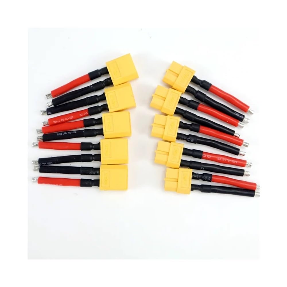 XT60 Stecker-Buchse-Anschlusskabel, 5 cm, 12 AWG, vergoldeter Silikondraht for Lipo-Batterie, RC-Drohnen-Stromversorgungssystem, 10/20 Stück(10PCS Female 12awg)