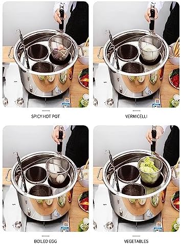 Stainless Steel Pasta Cooker Insert Set, Multipots Home Kitchen Stock Pot - Includes Insert Strainer Basket - Ultimate Pasta Cooking Experience.5 Holes