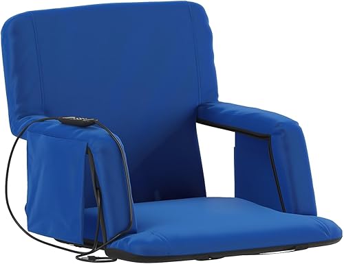 Flash Furniture Asiento para estadio Malta con respaldo y asiento calefactados, 6 posiciones reclinables, silla portátil con correas de mochila,