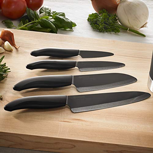 Kyocera Advanced Ceramic Revolution Series 6-Inch, Chef's Santoku Knife, Black Blade #TOP3