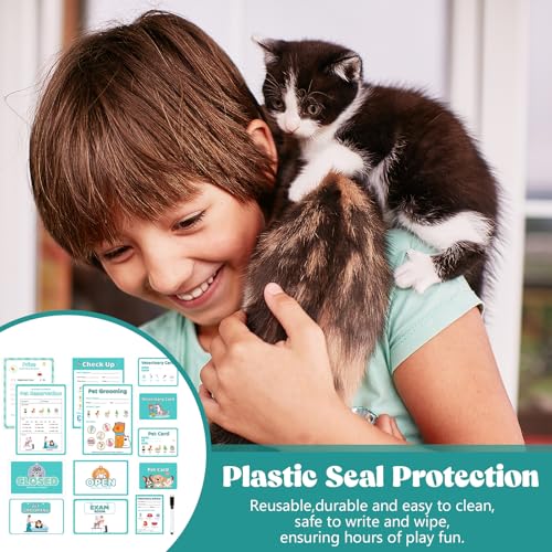 8 PCS Pretend Play Vet Kit Animal Care Pretend Play Veterinarian Supplies Pretend Vet Notepad Kids Double-Sided Imagination Playtime Pads Doctor 30 Pages with Pen for Toddler - Image 5