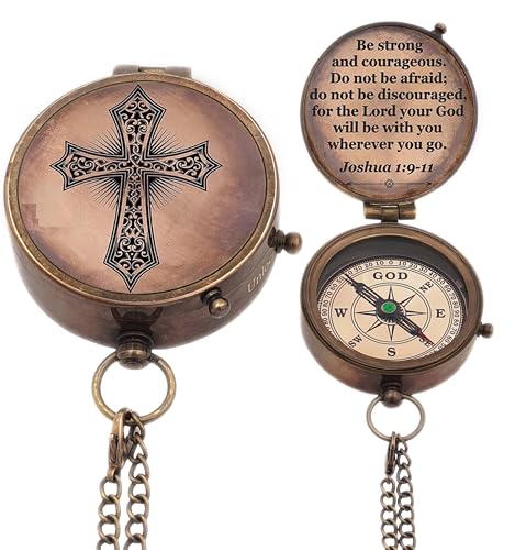 Baptism Gift Personalized Keepsake Compass Engraved Cross and Be Strong and Courageous, Confirmation Gift Ideas, Gift of Faith. Missionary miniatura 4