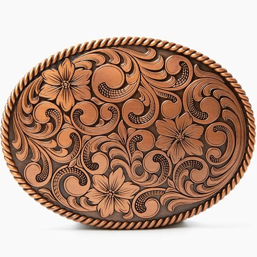 Itera Oval Cowboy Floral Engraved Belt Buckle – Vintage Antique