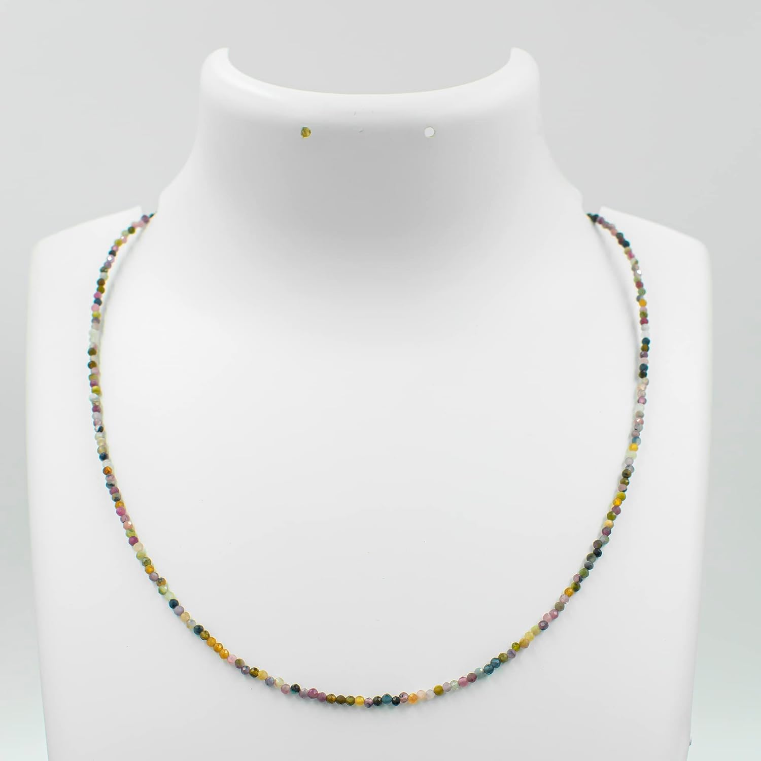 Natural Gemstone Faceted Beaded Necklace for Woman| Gold Plated Gem-stone Necklace | Beads 2–3 mm | Adjustable Chain 16+2 Inch - Image 4