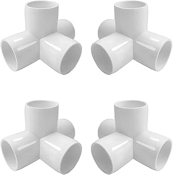 4way 1/2 inch PVC Fittings Corner Cross Elbow 90 Degree for Greenhouse Shed Pipe, Tent Connection Tee, Furniture Build Grade SCH40 [4 Pack]