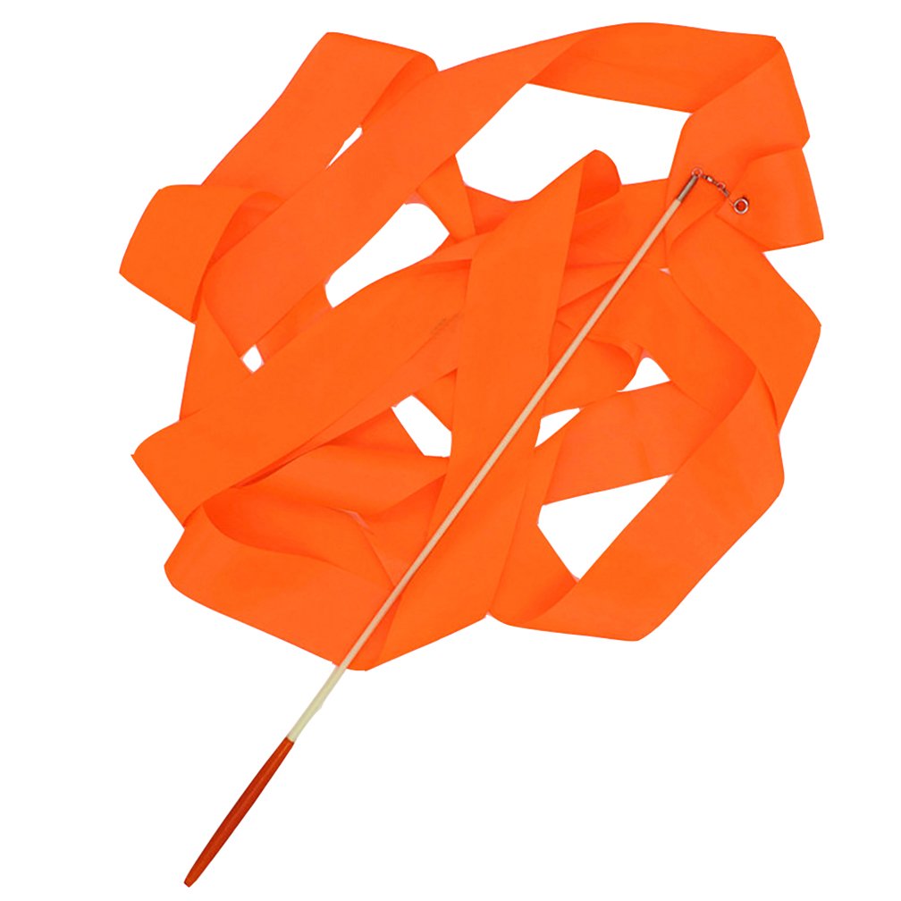 Funie Orange 4M Gymnastic Ribbons Rhythmic Dance Streamer Rod Baton Twirling Art Gym Fitness Ribbon (Orange)