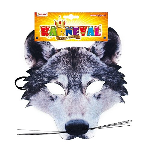 Rappa 160026 Lebensechte Tiermaske Wolfmaske Karnevalsmaske Wolf Grau