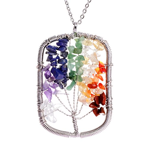 sedmart Chakra Pendant Healing Wisdom 7 Chakra Stone Rainbow Quartz Necklaces Jewelry Mothers Day Gift
