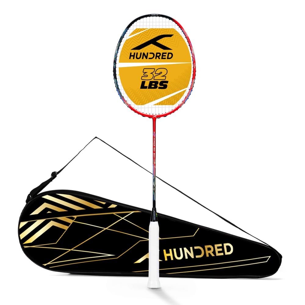 Hundred Power Ray 900 Strung Badminton Racket with Full Cover | 79 Grams | Maximum Tension ≤32 lbs (Dark Grey/White)-image-12