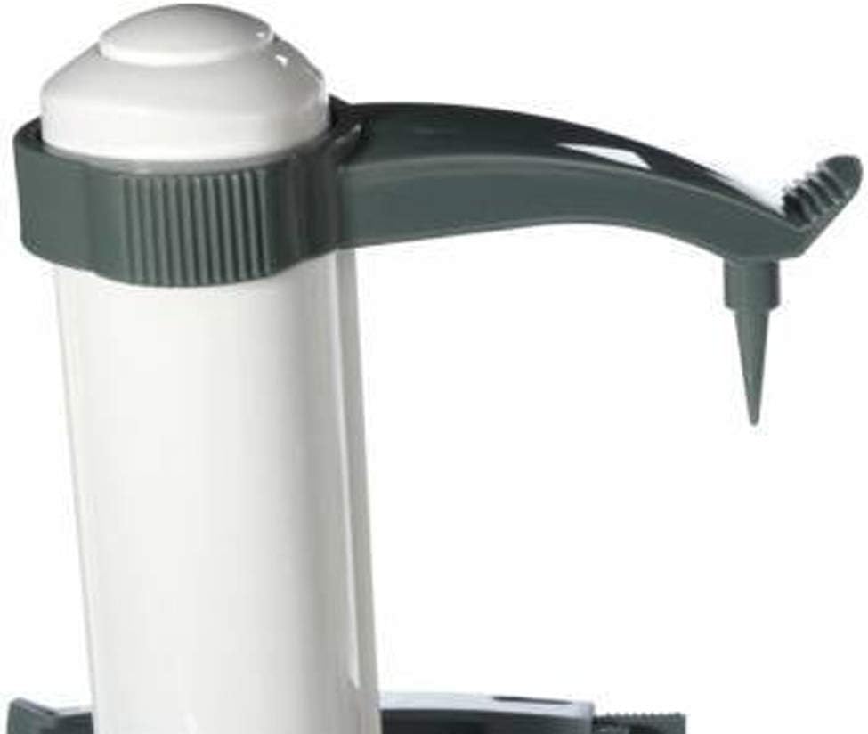 Close-up of the peeler's upper holder and peeling arm