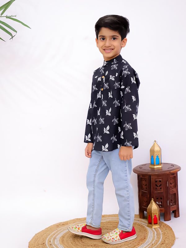 Image of superminis Boys Cotton Regular Fit Printed Kurta Shirt