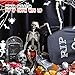 Geetery Halloween Pop up Coffin with Lid and Life Size Human Skeleton Set 60 Inch Scary Fake Coffin Prop Collapsible 3 ft Human Skeleton with Movable Joints for Halloween Cemetery Decoration Props