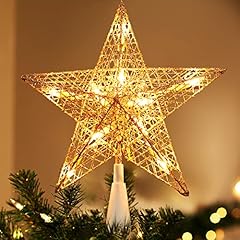 Gold Star Christmas Tree Topper 9"